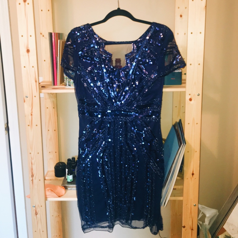 Mesh Backless Vintage 1920 Bead Sequin Flapper L M